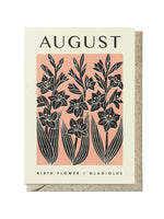 August gladiolus birthday card