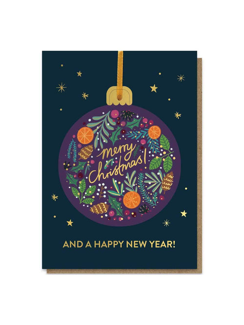 Christmas foliage pop out bauble card