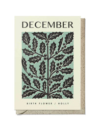 December Holly birthday card