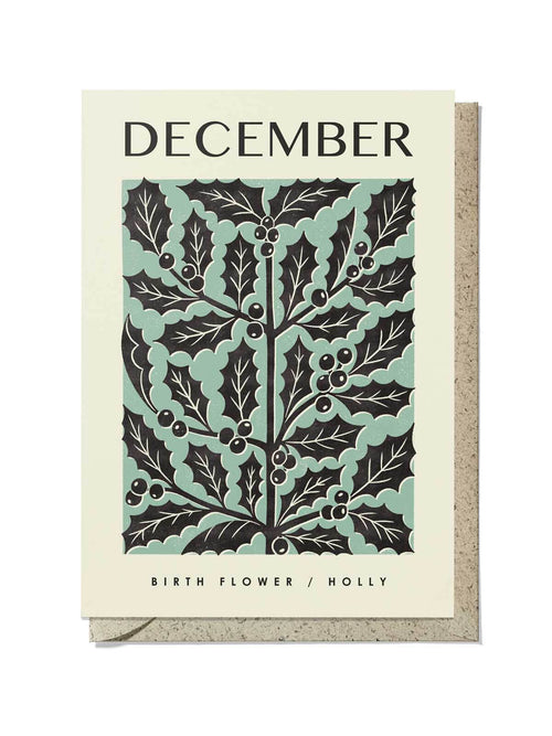 December Holly birthday card