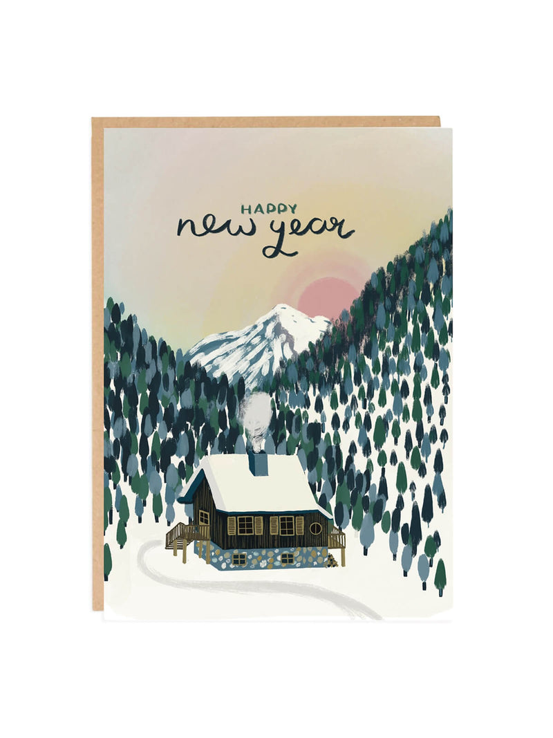 Happy new year mountains card