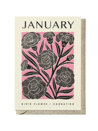 January carnation birthday card