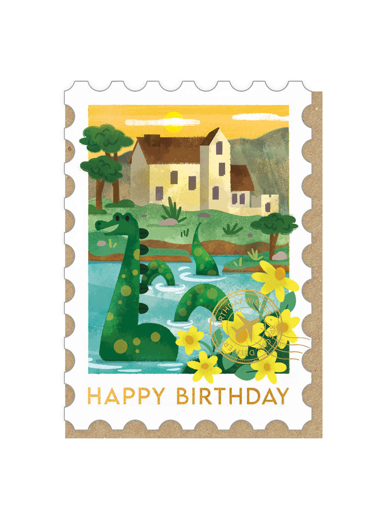 Loch Ness stamp birthday card 