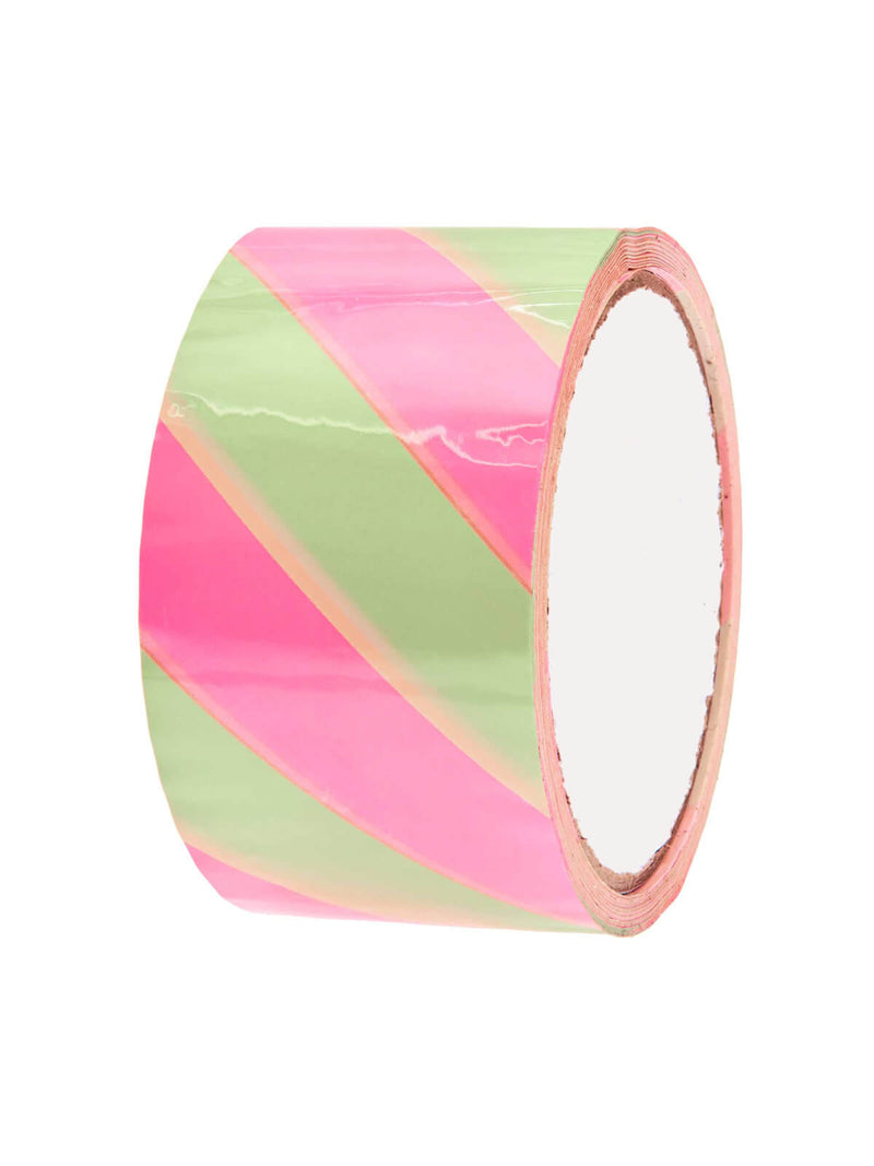 Neon pink and pistachio striped parcel tape