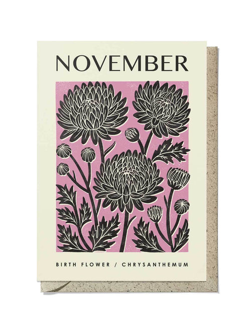 November chysanthemum birthday card