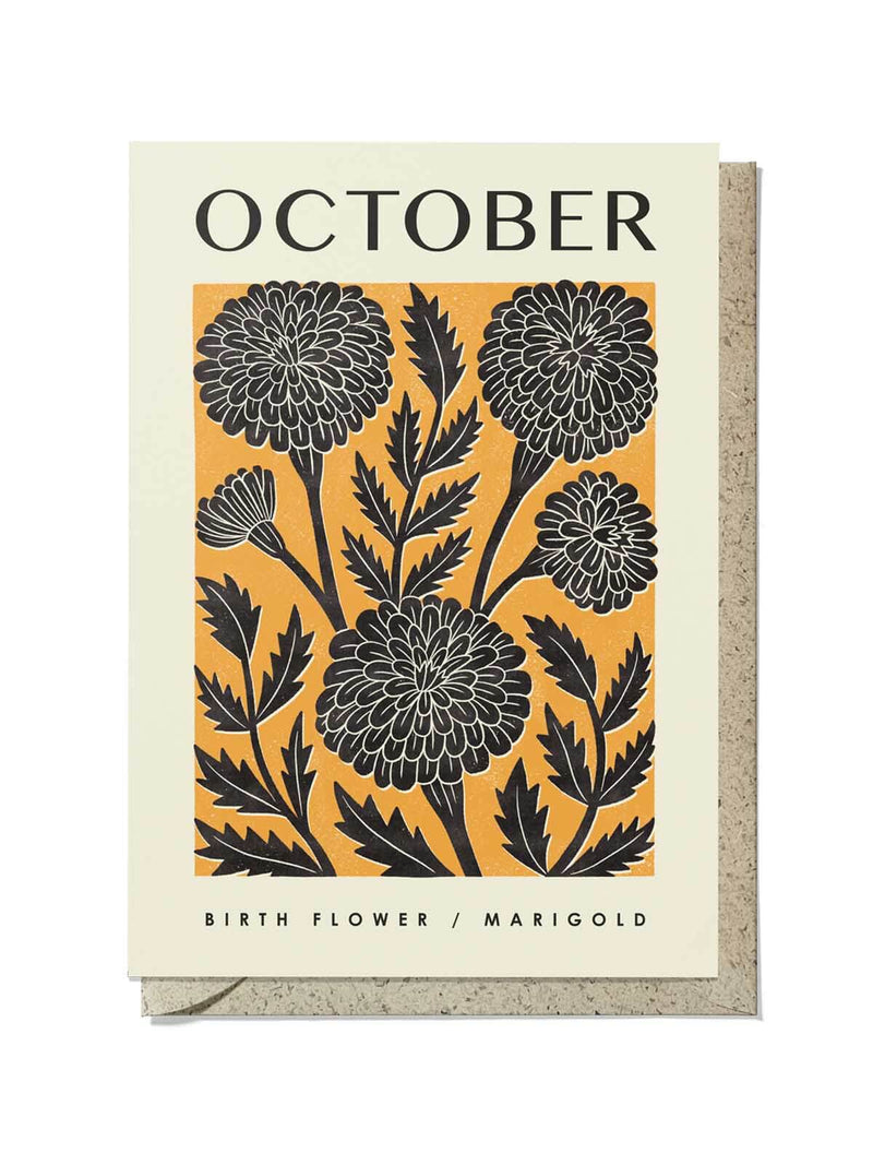 October Marigold birthday card