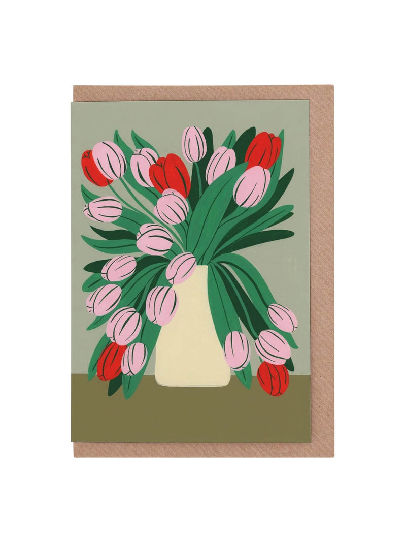 Pink tulips card