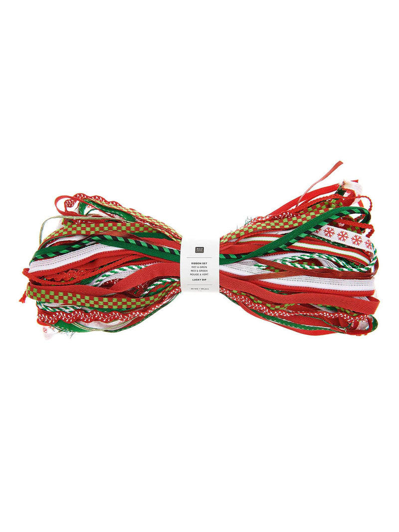 Red and green lucky dip ribbons