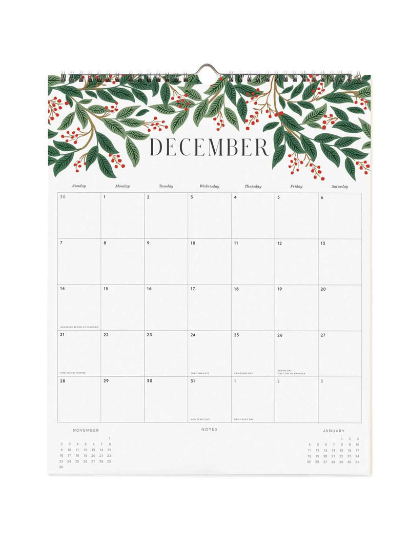 Rifle Paper Co 2025 Roses appointment calendar December