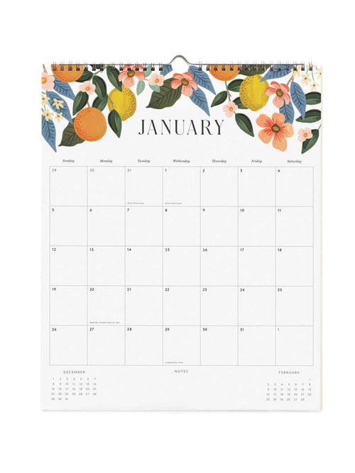 Rifle Paper Co 2025 Roses appointment calendar Jan