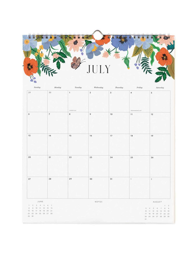 Rifle Paper Co 2025 Roses appointment calendar July