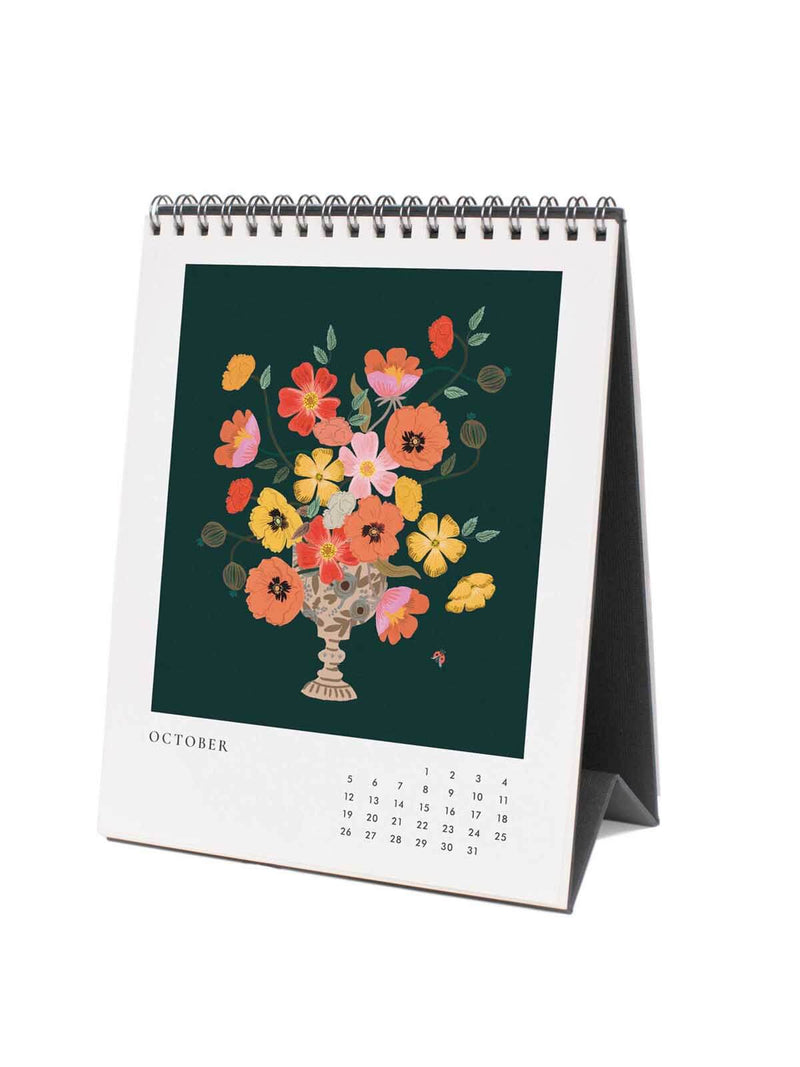 Rifle Paper Co 2025 flower studies desk calendar Oct