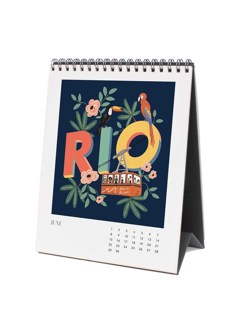 Rifle Paper Co 2025 greetings from around the world desk calendar June