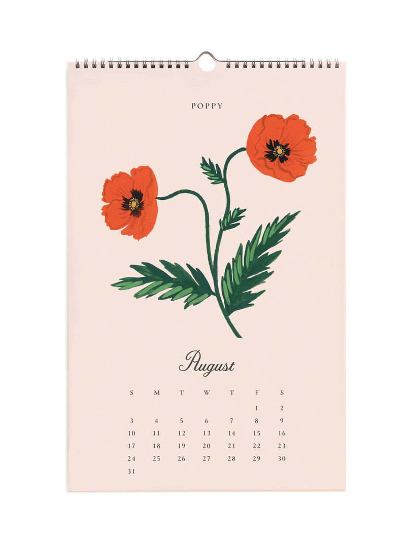 Rifle Paper Co 2025 say it with flowers calendar Aug