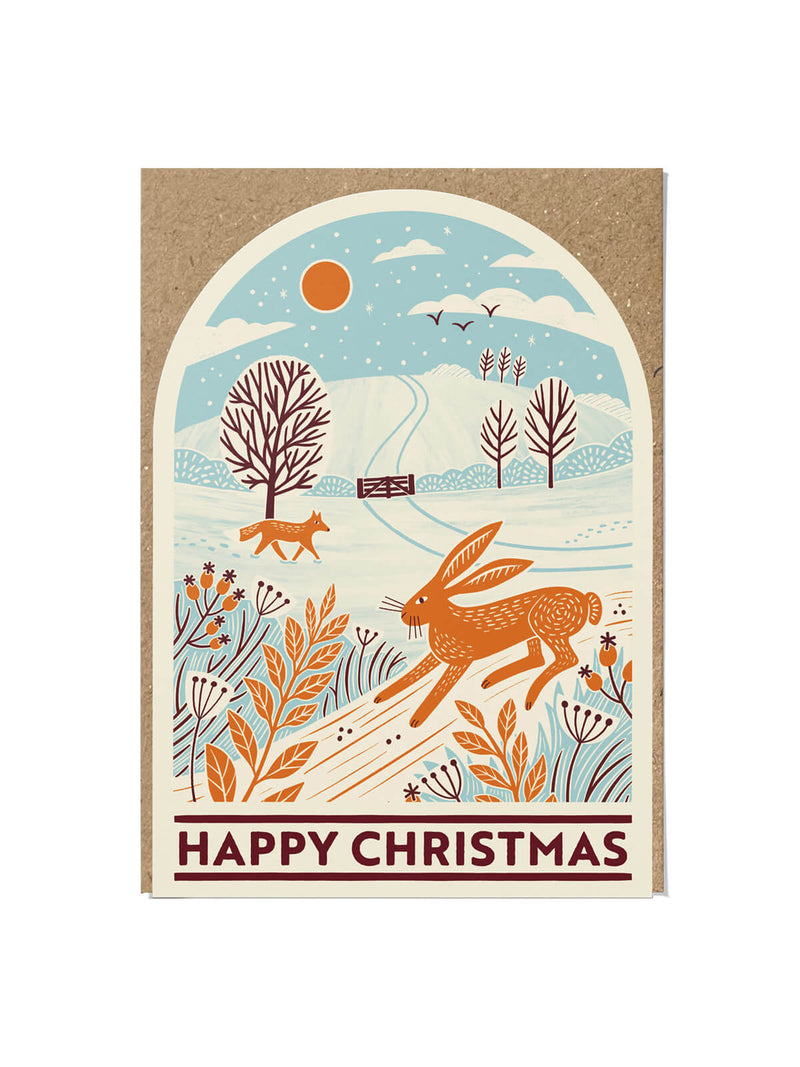 Wild farmland snowglobe card