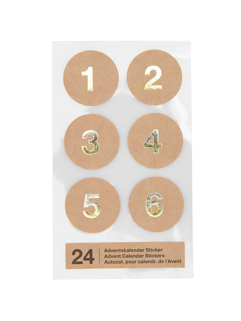 Advent calendar kraft stickers