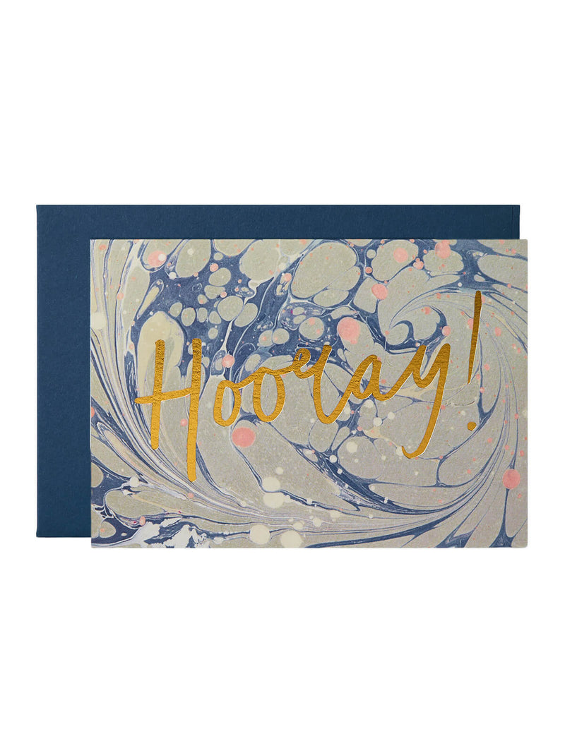 Wanderlust Paper Co blue marble hooray card