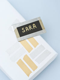 gold washi tape gift wrap