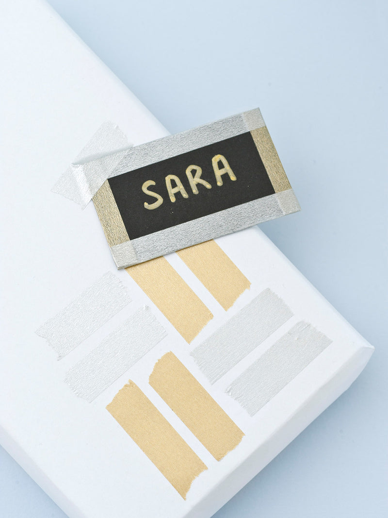 gold washi tape gift wrap