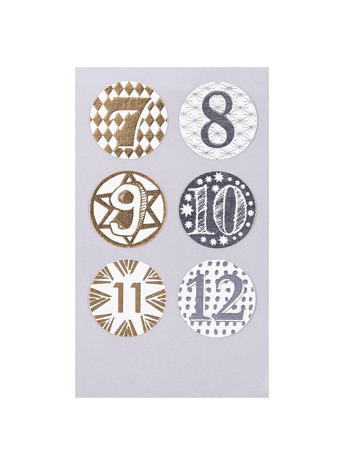 Metallic advent calendar stickers